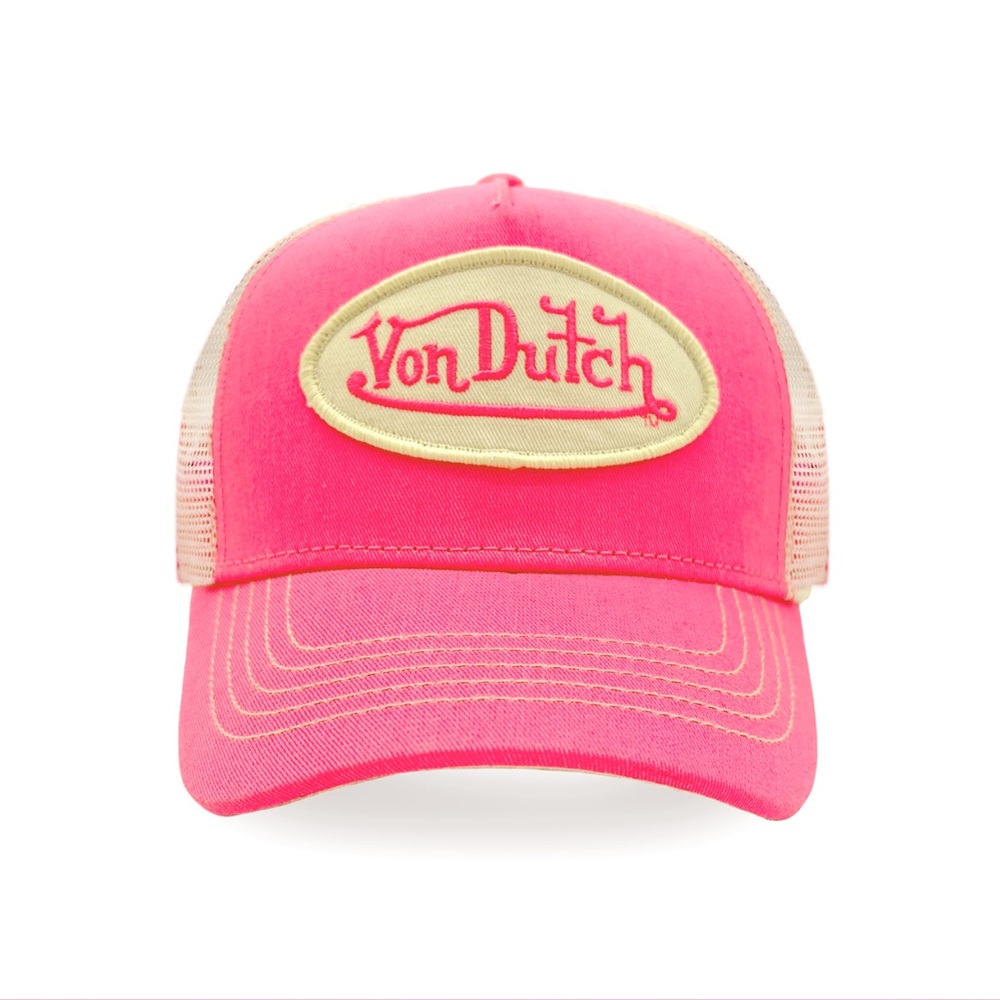 Von Dutch Neon Pink Cap with Cream Mesh
